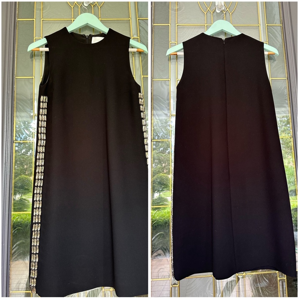 Victoria Beckham black crepe shift dress with side crystal embellishments sz 0 - Picture 9 of 13